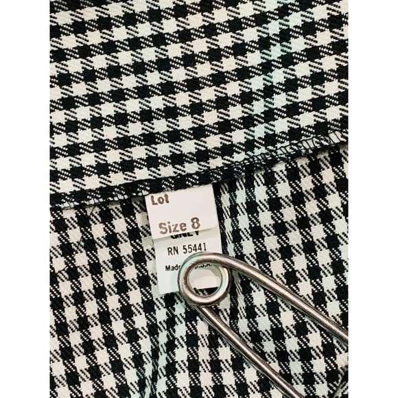 Vintage 1960s Long Mod Skirt Checkered Black White Button Down | W 25" - Picture 6 of 9